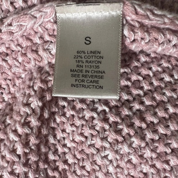 Leo & Nicole Women's Sweater Small Pink Linen Blend Loose Knit Long Sleeve Top - Picture 5 of 9